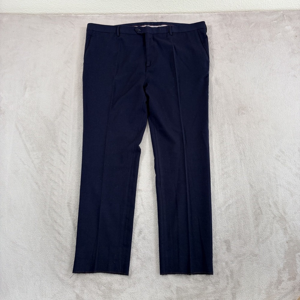 ETRO Trouser Pants in Navy 100% Wool Men IT 58 US 40 x Unhemmed Italy Made‎ NWOT